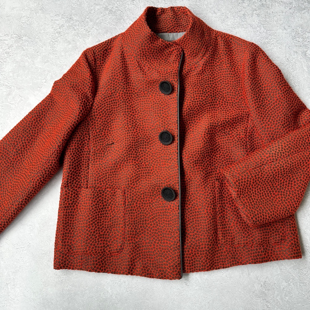 Vintage Patty Kim orange textured short button front jacket